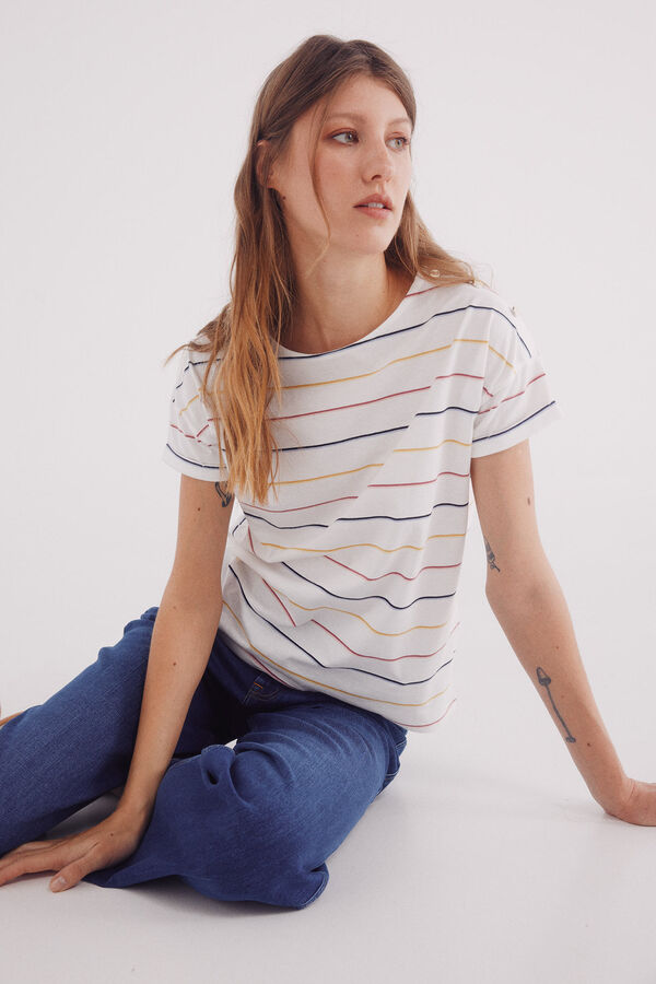Springfield Playera manga vuelta botones hombro beige