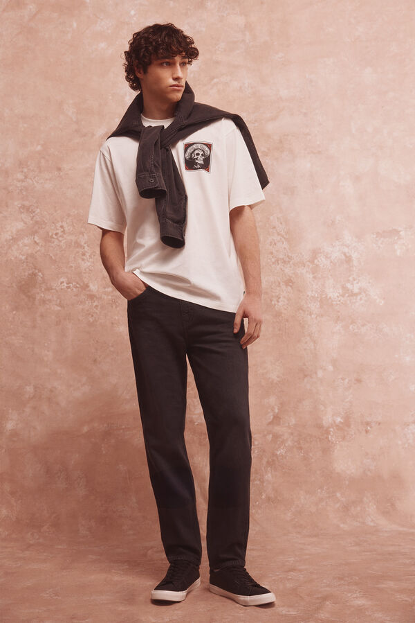 Springfield Playera con sombrero mexicano de calavera marfil