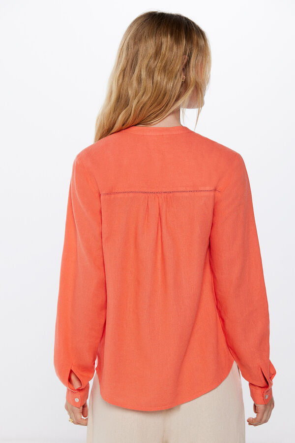 Springfield Blusa fluida lace insertado naranja