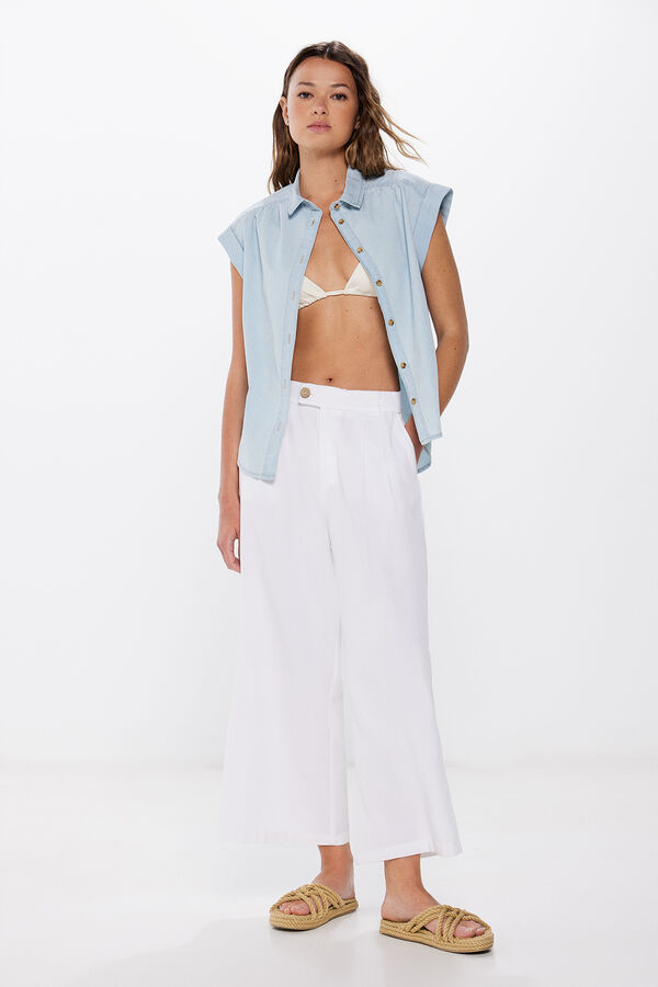 Springfield Blusa jean algodón azul tinta