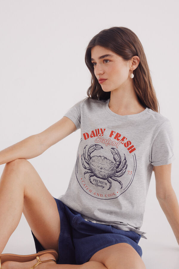 Springfield Playera "Daily fresh seafood" gris