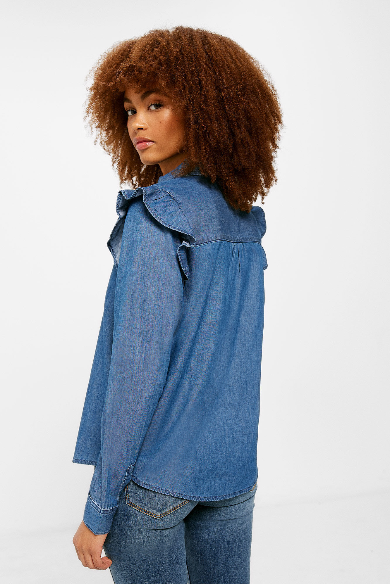 Blusa denim volantes Blusas de mujer WomenSecret MX