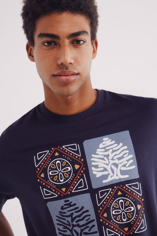 Springfield Playera árbol étnica azul