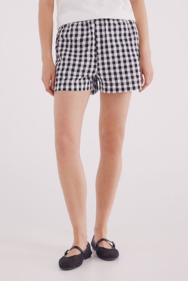 Springfield Shorts cuadros vichy negro