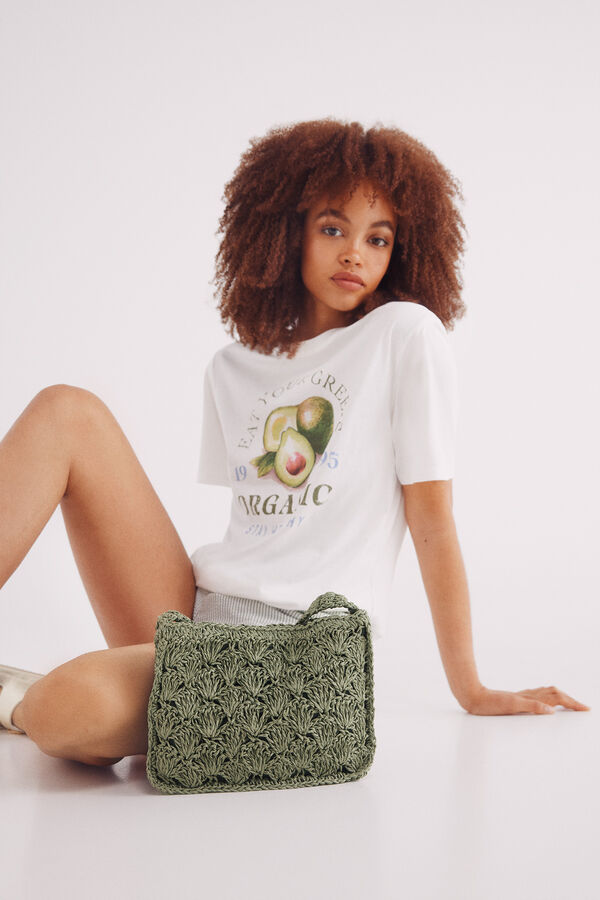 Springfield Bolsa hombro rafia verde