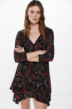 Springfield Vestido estampado corto picos negro