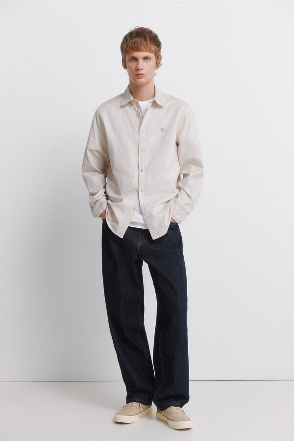 Springfield Camisa de estructura beige
