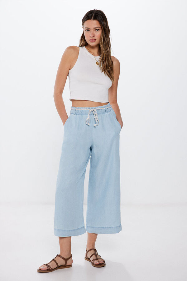 Springfield Pantalón culotte tencel azul medio