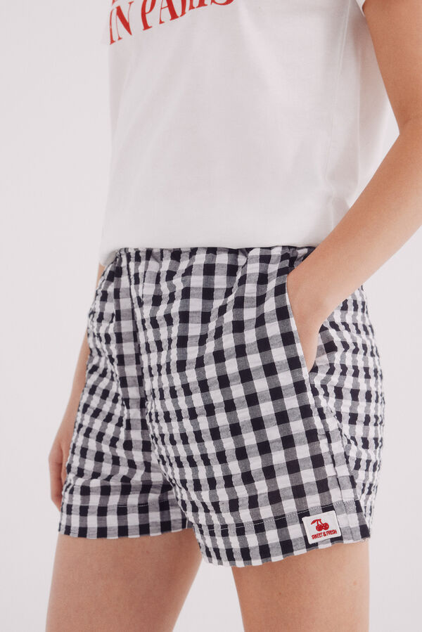 Springfield Shorts cuadros vichy negro