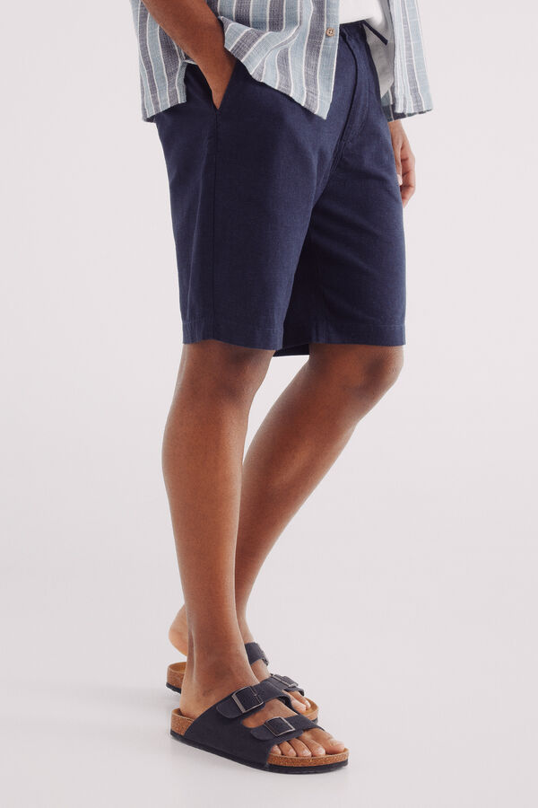 Springfield Bermuda lino slim fit azulado