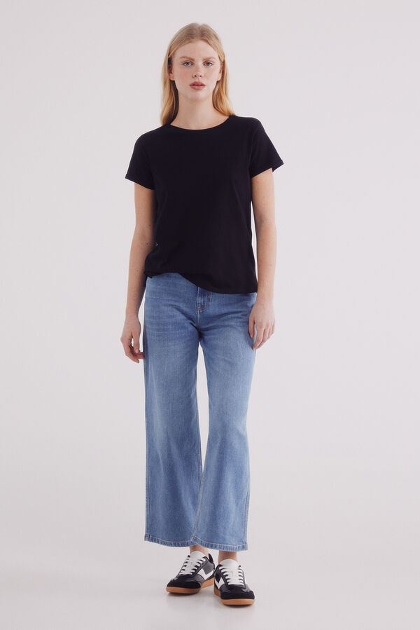 Springfield Playera básica manga vuelta negro
