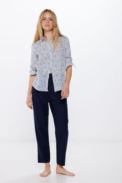 Springfield Blusa básica algodón lino marino