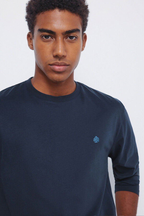 Springfield Playera básica de manga larga con acabado suave. azul