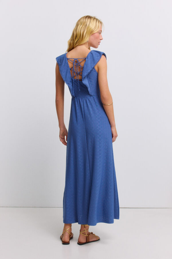 Springfield Vestido midi con volantes azul