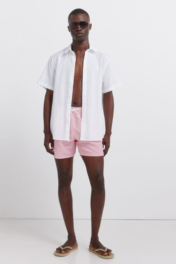 Springfield Traje de ba&ntilde;o estampado geom&eacute;trico con bolsillo y cierre estampado