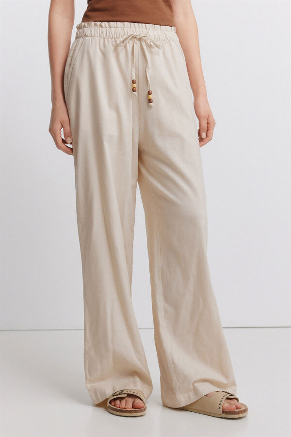 Springfield Pantal&oacute;n largo de lino beige