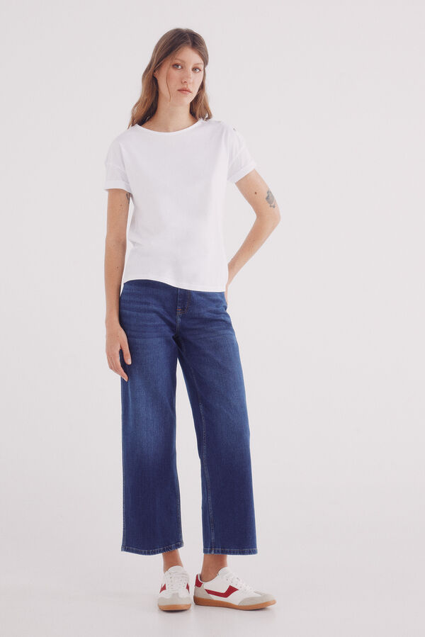 Springfield Playera lisa manga vuelta botones hombro natural