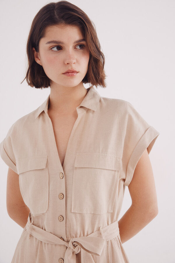 Springfield Jumpsuit largo algodón lino estampado