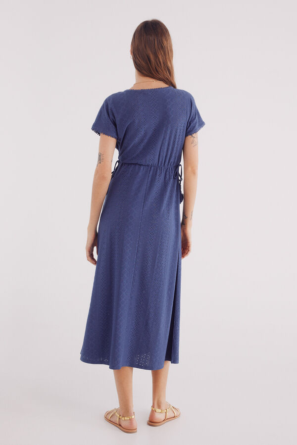 Springfield Vestido midi bordado suizo circular turquesa