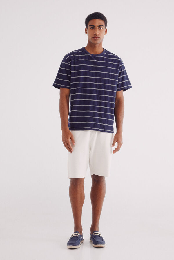 Springfield Playera algodón slub rayas azul