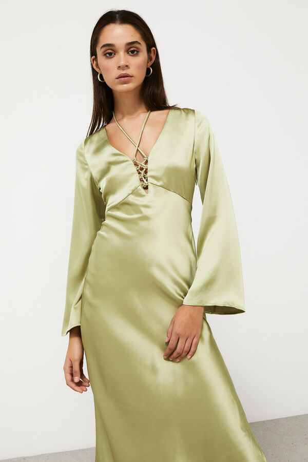 Springfield Vestido Midi Satinado verde