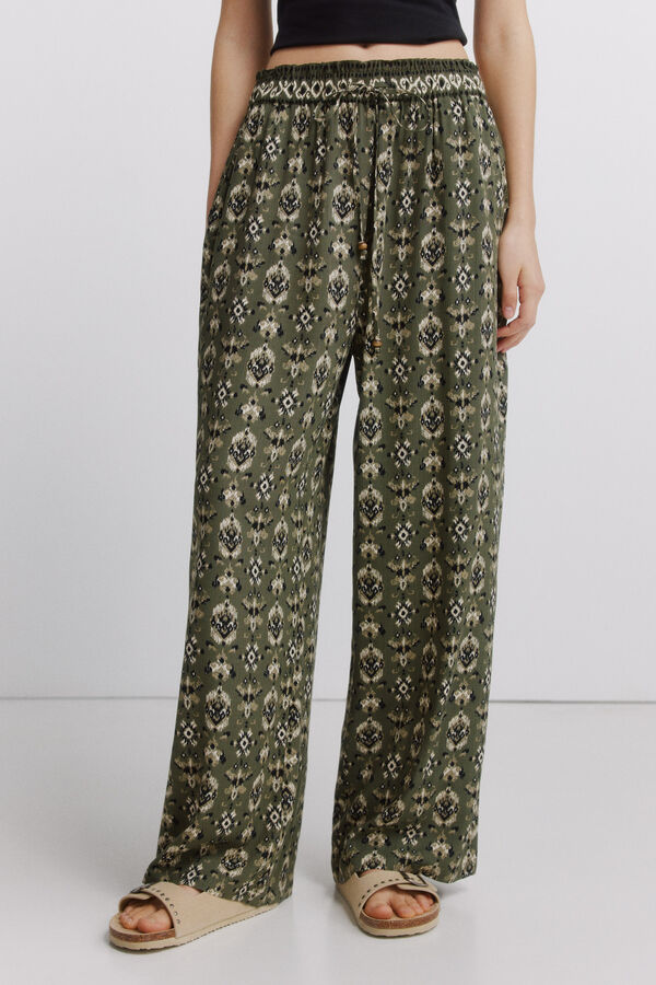 Springfield Pantal&oacute;n estampado r&uacute;stico con cord&oacute;n kaki