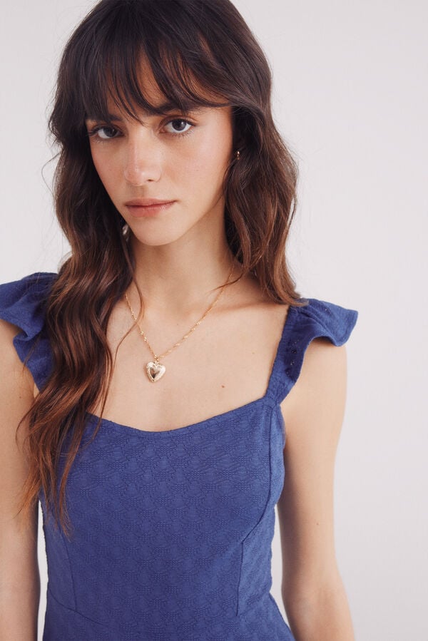 Springfield Vestido midi bordado suizo tirantes estampado