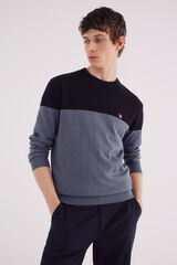 Springfield Jersey básico con bloques de color azul indigo