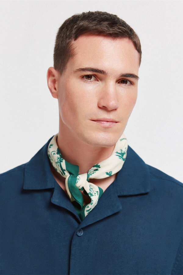 Springfield Camisa manga corta de lino azul