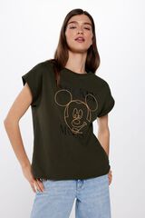 Springfield Playera Mickey Mouse Cordelé kaki oscuro