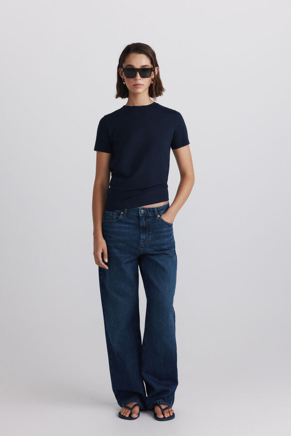 Springfield Playera b&aacute;sica de algod&oacute;n lisa negro