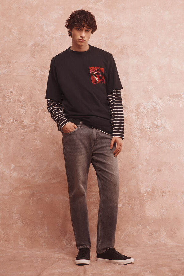 Springfield Playera con guitarra mexicana de calavera negro