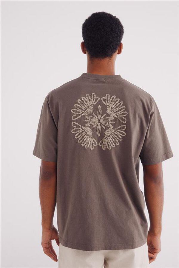 Springfield Camiseta bordados círculo café