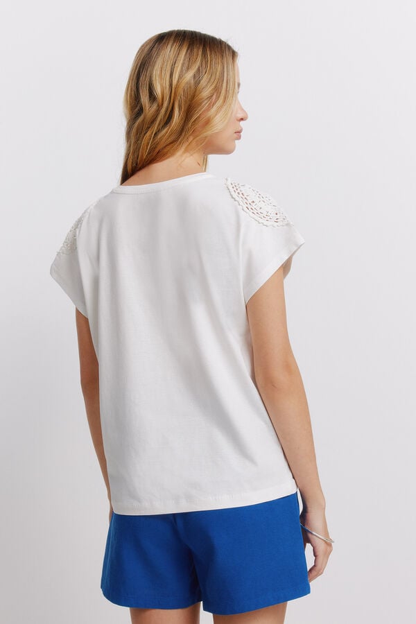 Springfield Playera de crochet con hombros natural
