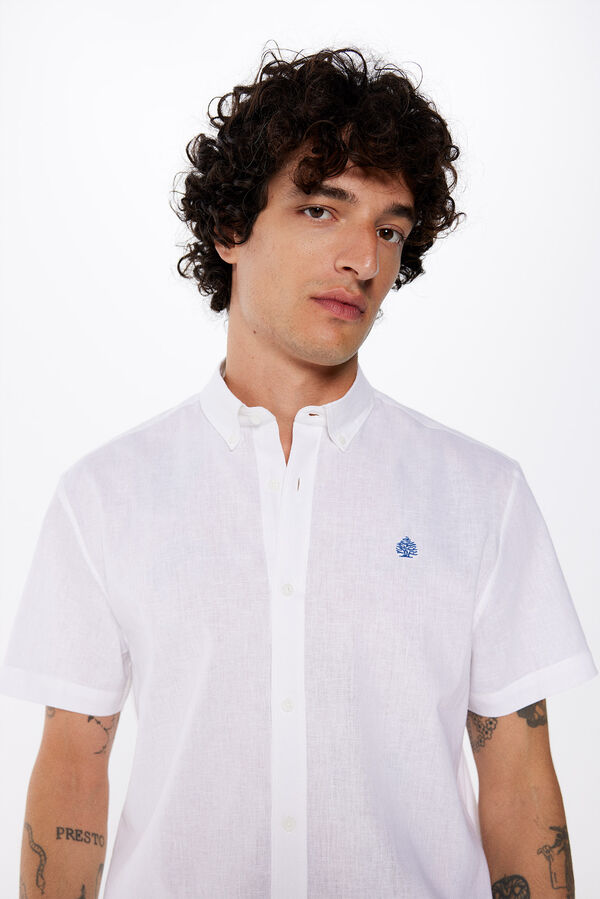 Springfield Camisa manga corta lino blanco