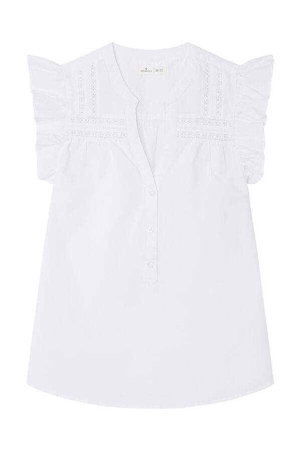 Springfield Blusa lace insertado natural