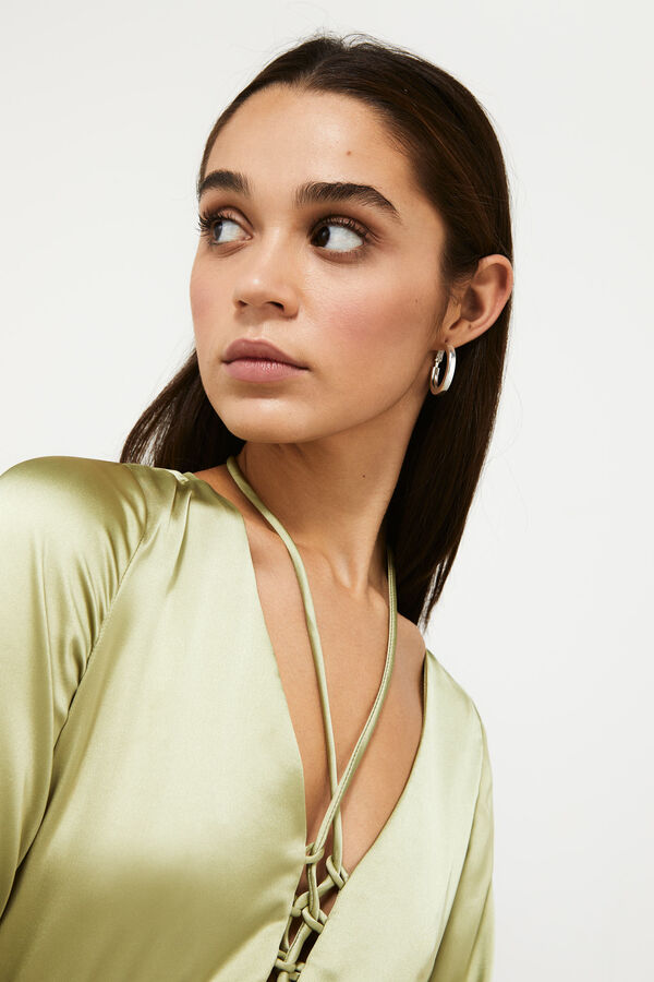 Springfield Vestido Midi Satinado verde