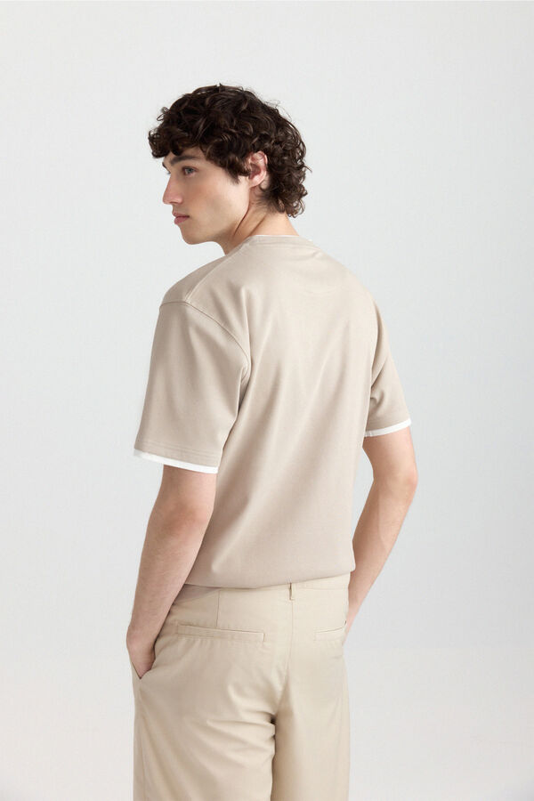 Springfield Playera doble interlock caf&eacute;