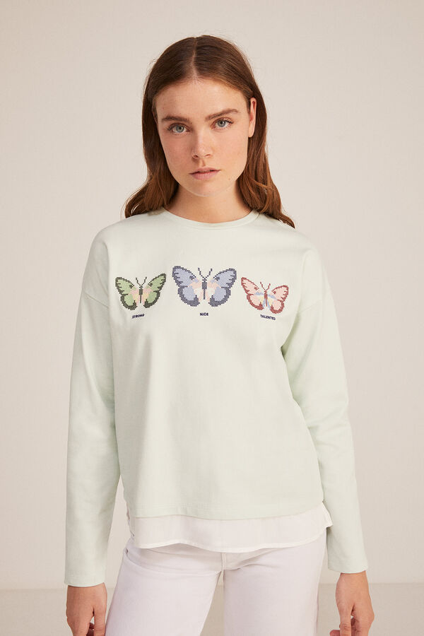 Springfield Sudadera Mariposas Bordadas azul