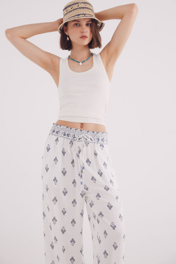Springfield Pantalón fluido estampado estampado