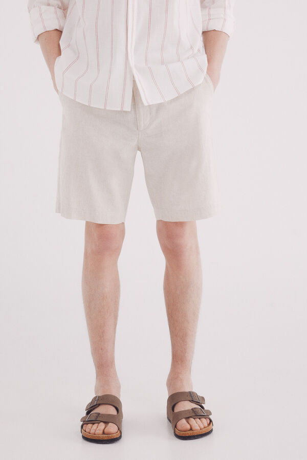 Springfield Bermuda lino slim fit blanco