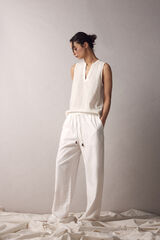 Springfield Pantalón jogger lino viscosa natural