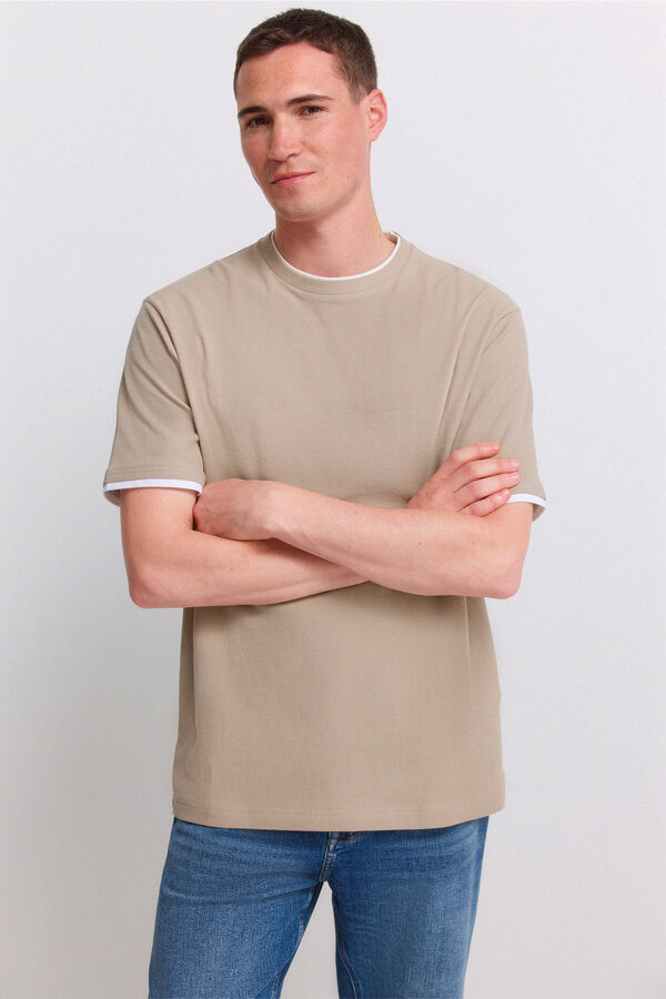 Springfield Playera de tela waffle doble caf&eacute;