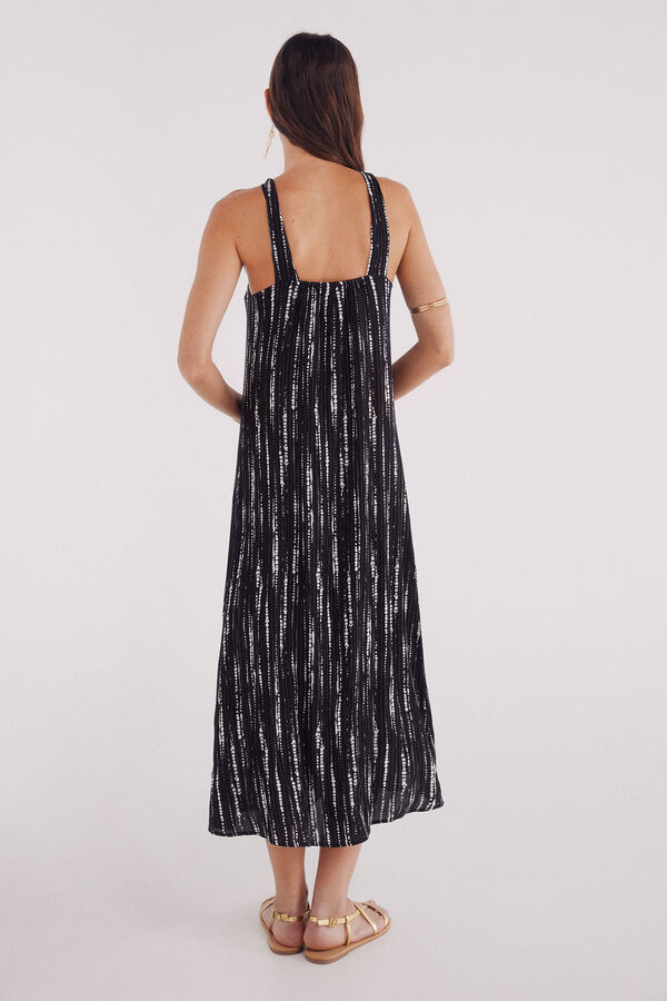Springfield Vestido midi escote halter lurex negro