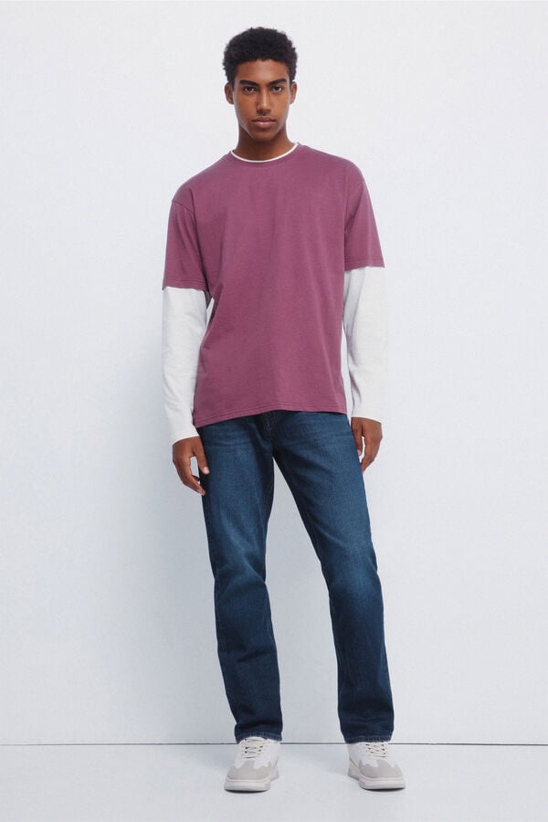 Springfield Playera de manga larga doble púrpura