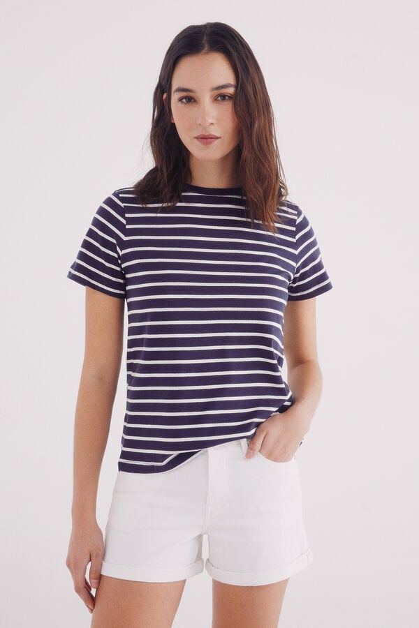Springfield Playera algodón botones hombro marino