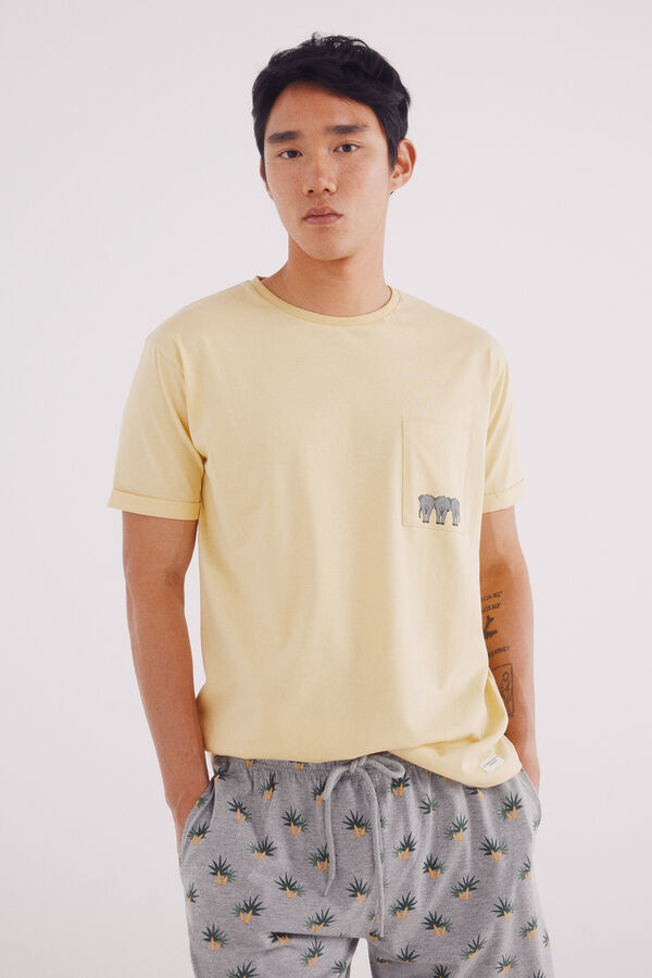 Springfield Pijama corto elefantes amarillo