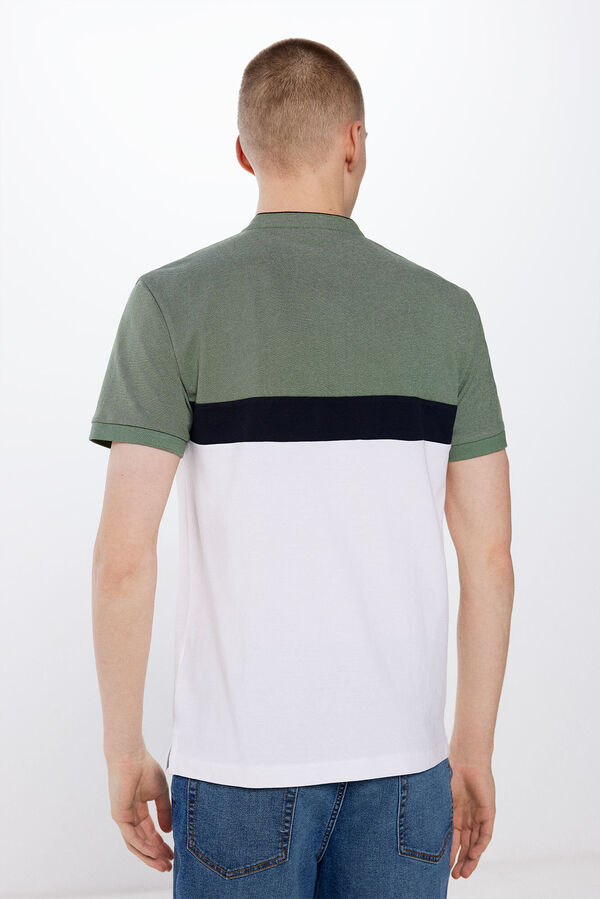 Springfield Polo piqué slim color block verde