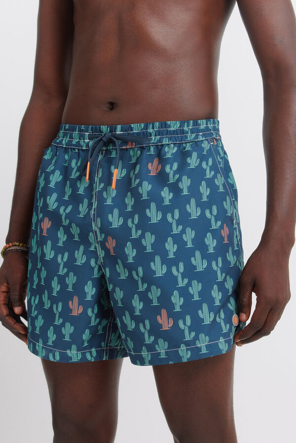 Springfield Traje de ba&ntilde;o estampado de cactus azul mezcla
