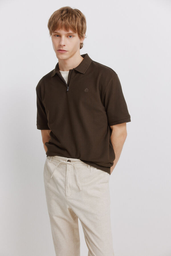 Springfield Pantal&oacute;n chino comfort fit de lino marfil